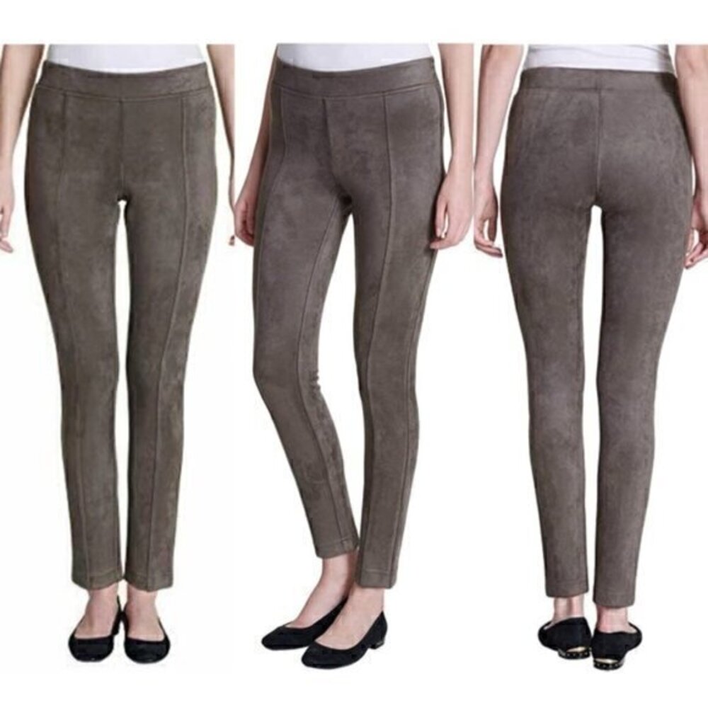 [Andrew Marc] Suede Taupe Brown Pull On Stretchy Pants Leggings - Size L